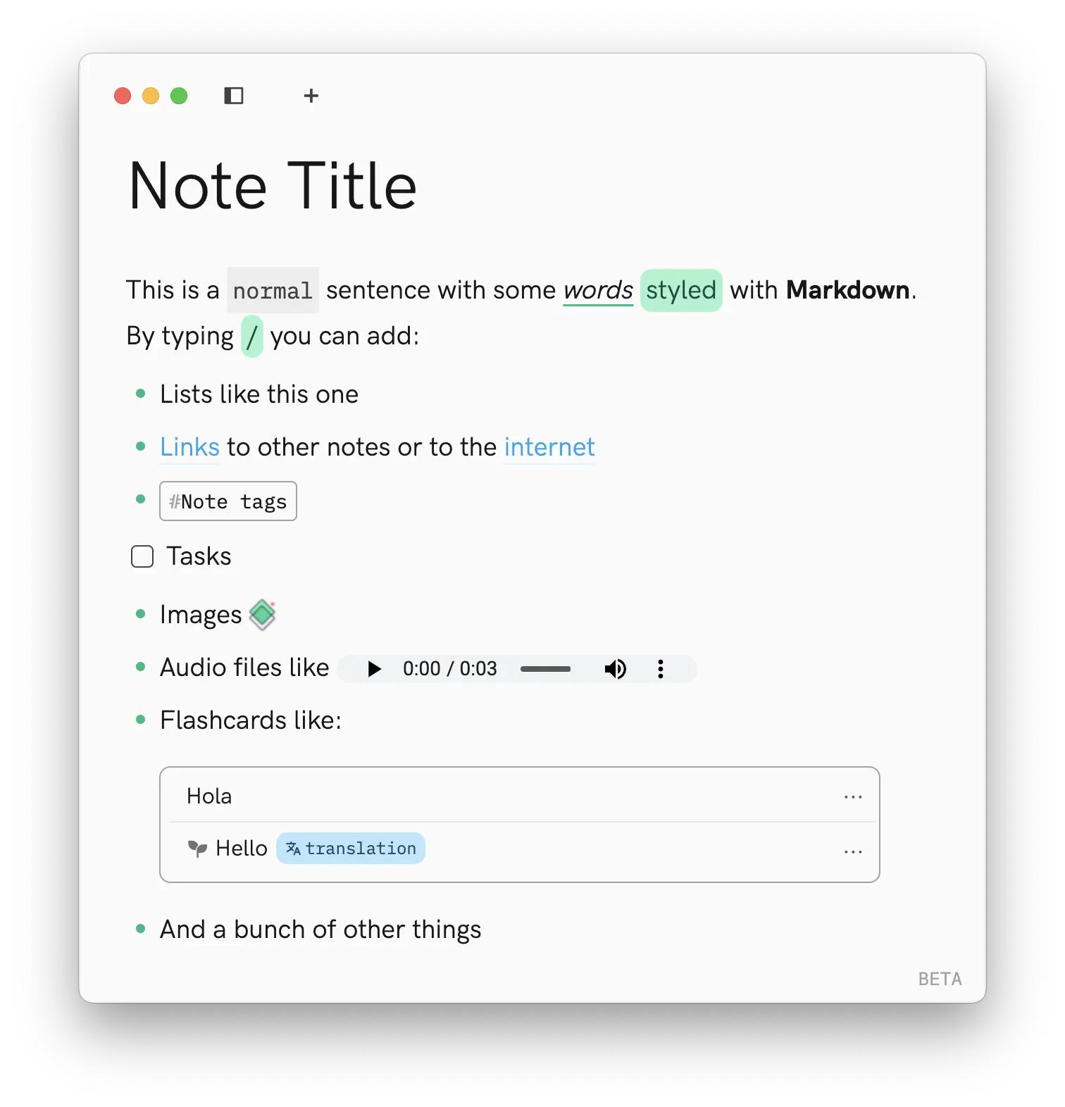 Screenshot of The Hard Way App editor showing many of the elements you can insert
